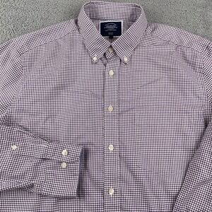 Charles Tyrwhitt Shirt Mens Large Oxford Gingham Check Slim Fit Non Iron Casual